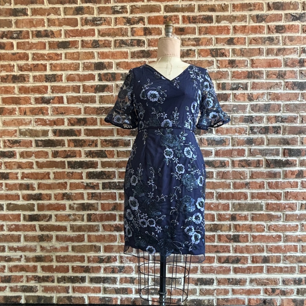 V-Neck Embroidered Sheath Dress